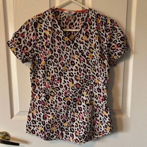 Cheetah Print Scrub Top